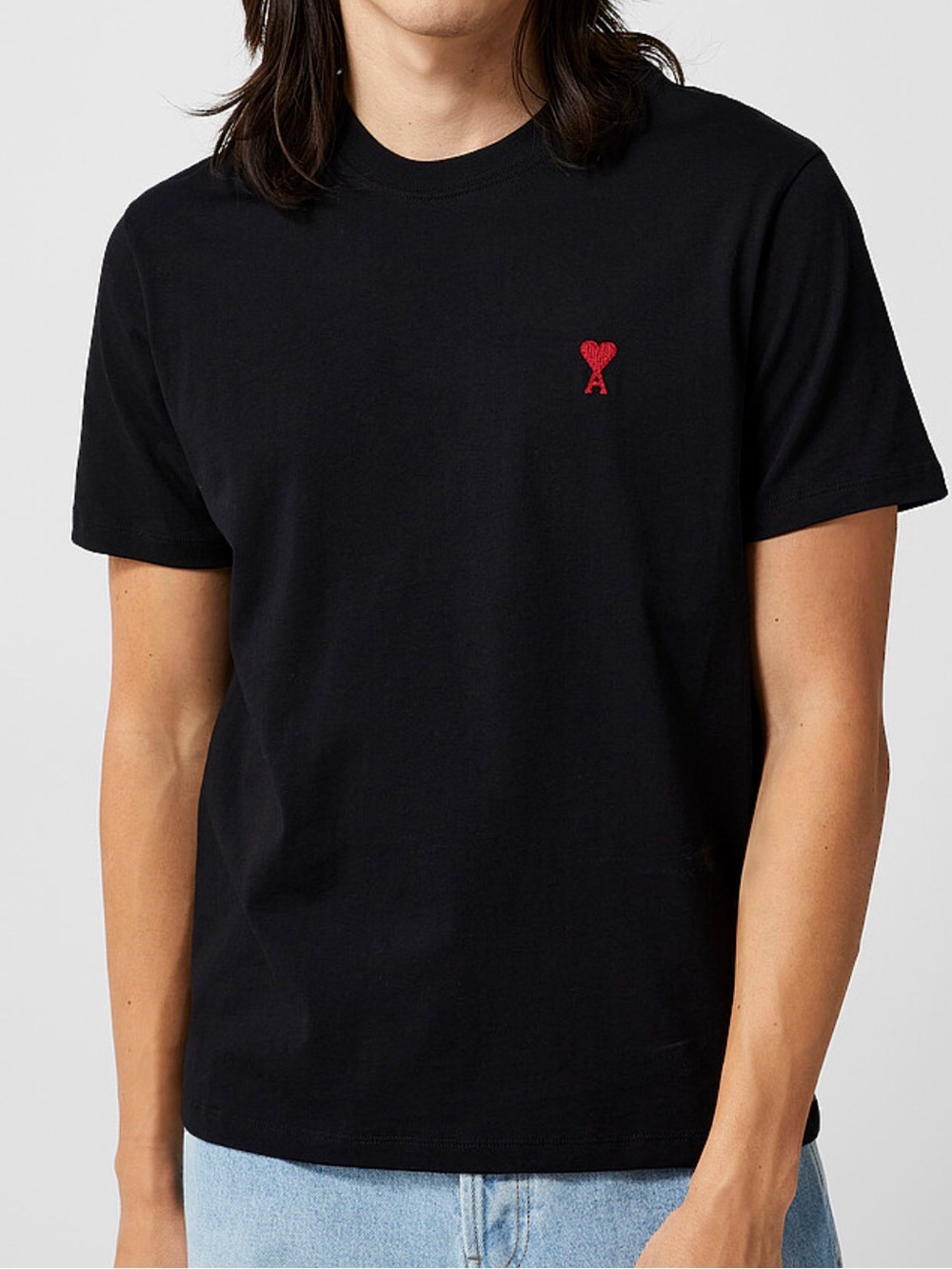 BNWT AMI Paris Ami de Coeur Black Red Heart Embroidered T-Shirt – L Unisex